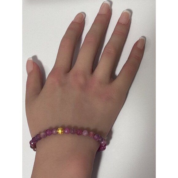 24K Gold Coin Ball  Lucky Charm Bracelet Gemstones Natural Ruby 5mm S6.25" - Picture 9 of 9